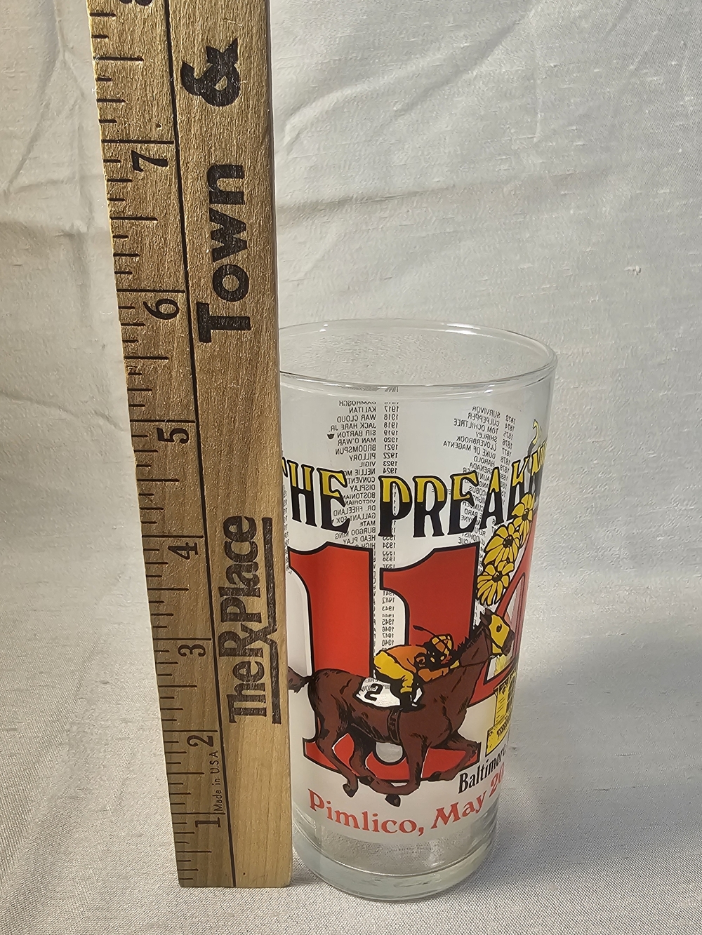 114th Preakness Commemorative Racing Glass - Red, Yellow, Brown Design - Picture 8 of 10